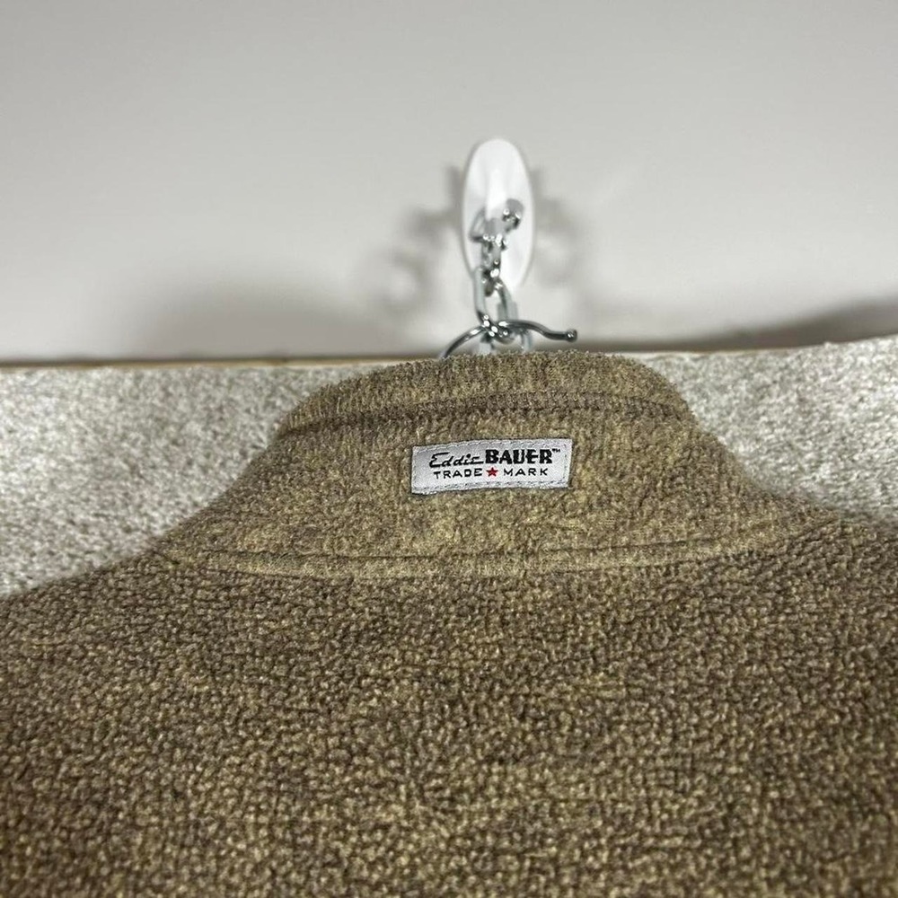 Vintage Eddie Bauer tan brown fleece zip up outdoors jacket Size M - Picture 5 of 7